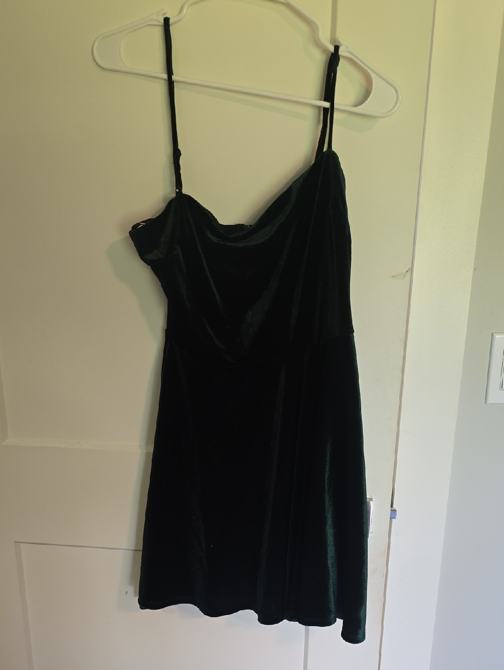 B. Smart Velvet Mini Dress in Dark Green